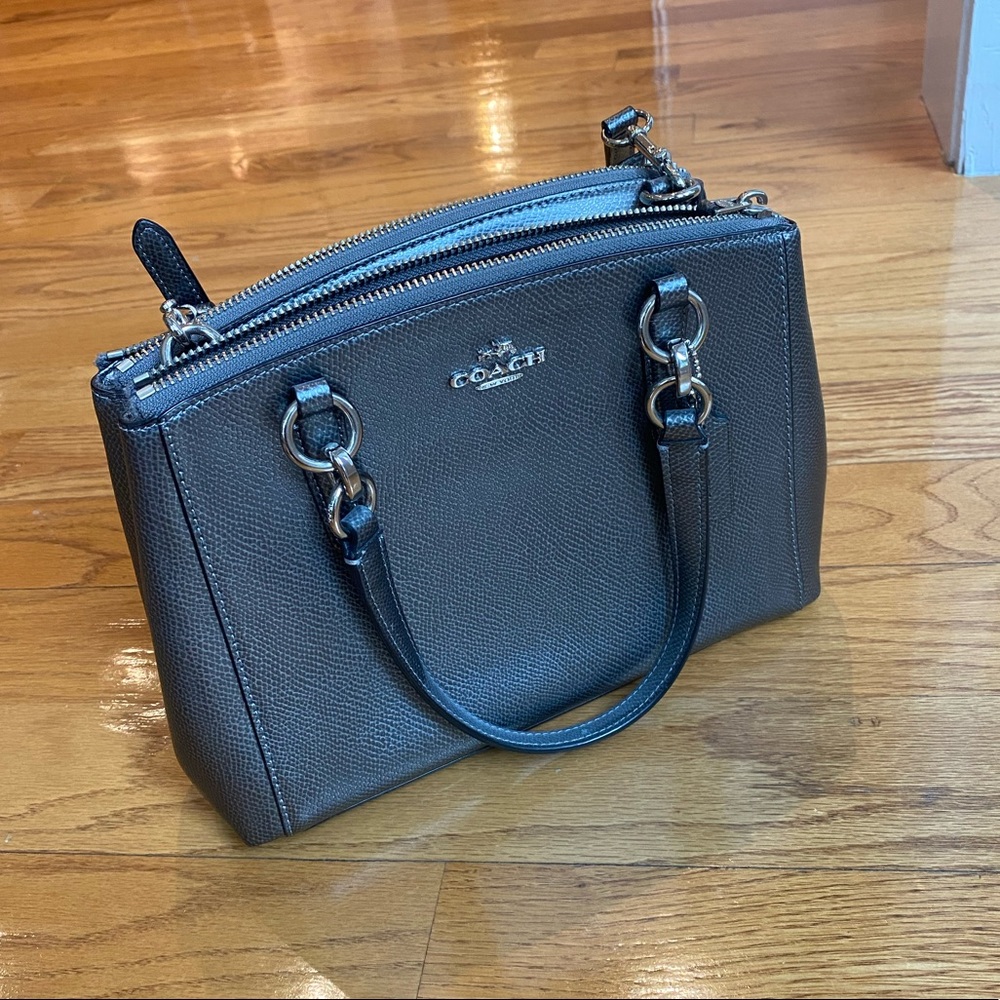 silver coach cross body purse